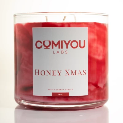 Aρωματικό κερί σόγιας & καρύδας HONEY XMAS (450g)